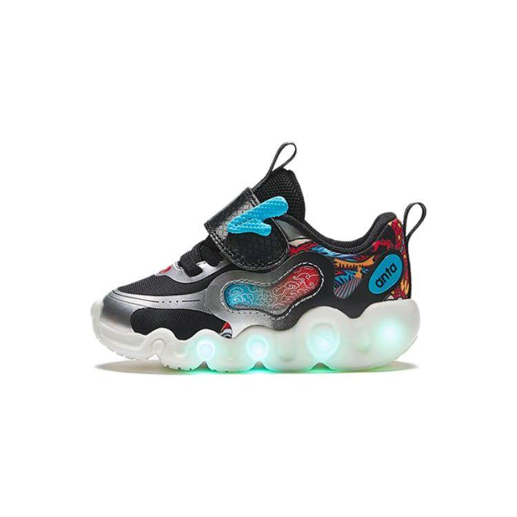 Anta Comfortable Non-Slip Shock Absorbing Low-Top Walking Shoes Baby Shoes Black White Blue 312410013-2