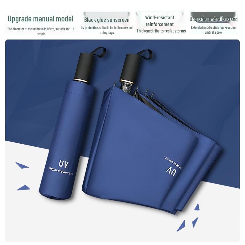 Men's Black 24-Rib Automatic Folding Umbrella with Custom Logo and UV Protection