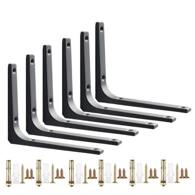 OEEKOI Shelf Bracket L-shaped Set of 6 Wall-mounted Shelf Bracket Angle Bracket L-shaped Shelf Bracket 300mm*250mm (pack of 6, Matte Black)