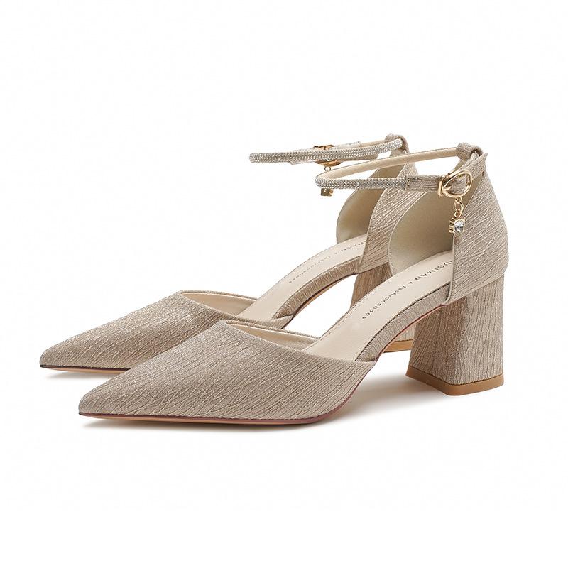 Fashion Spring and autumn Black High-heeled Shoes Women's High-quality Silver Wedding High-heeled Shoes Women's Gold Party Pump