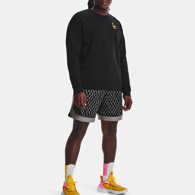 Under Armour Curry X Sesame Street Mikina s kapucí s grafikou Big Bird Pánské topy Černá 1369617-001