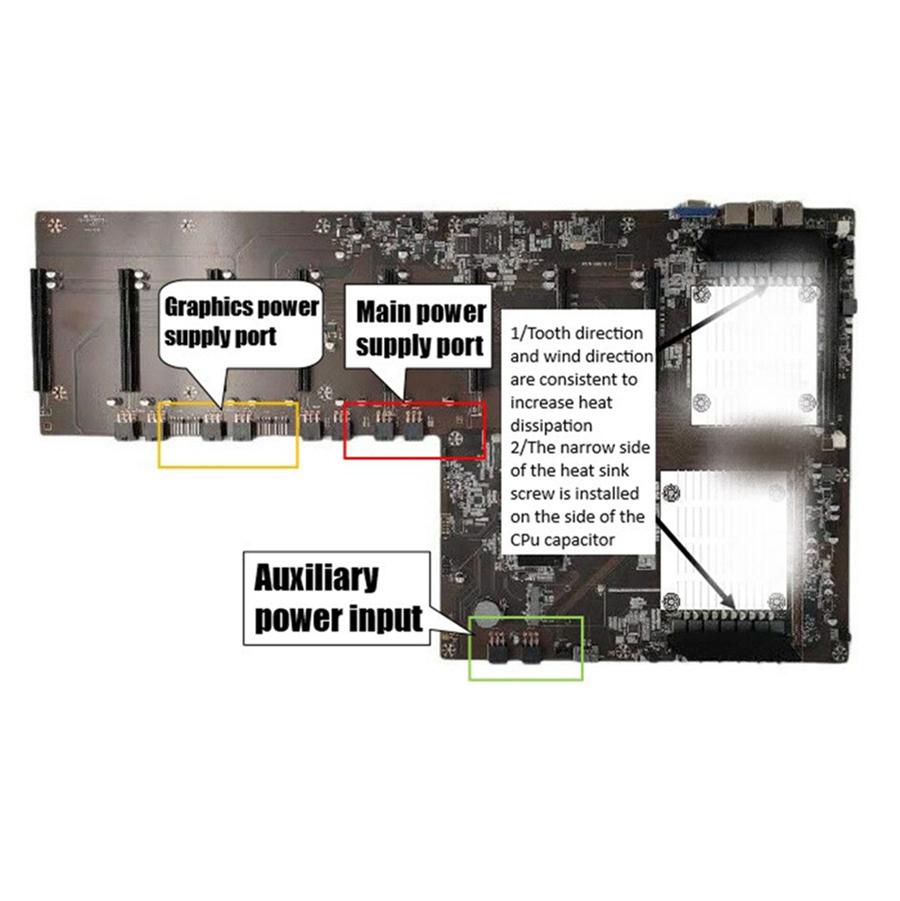 BTC79-3060 Mining Motherboard X79 Chip Dual 8 Card Slots, 65mm Pitch, Support 3060 RX570 Graphics Card LGA 2011CPU