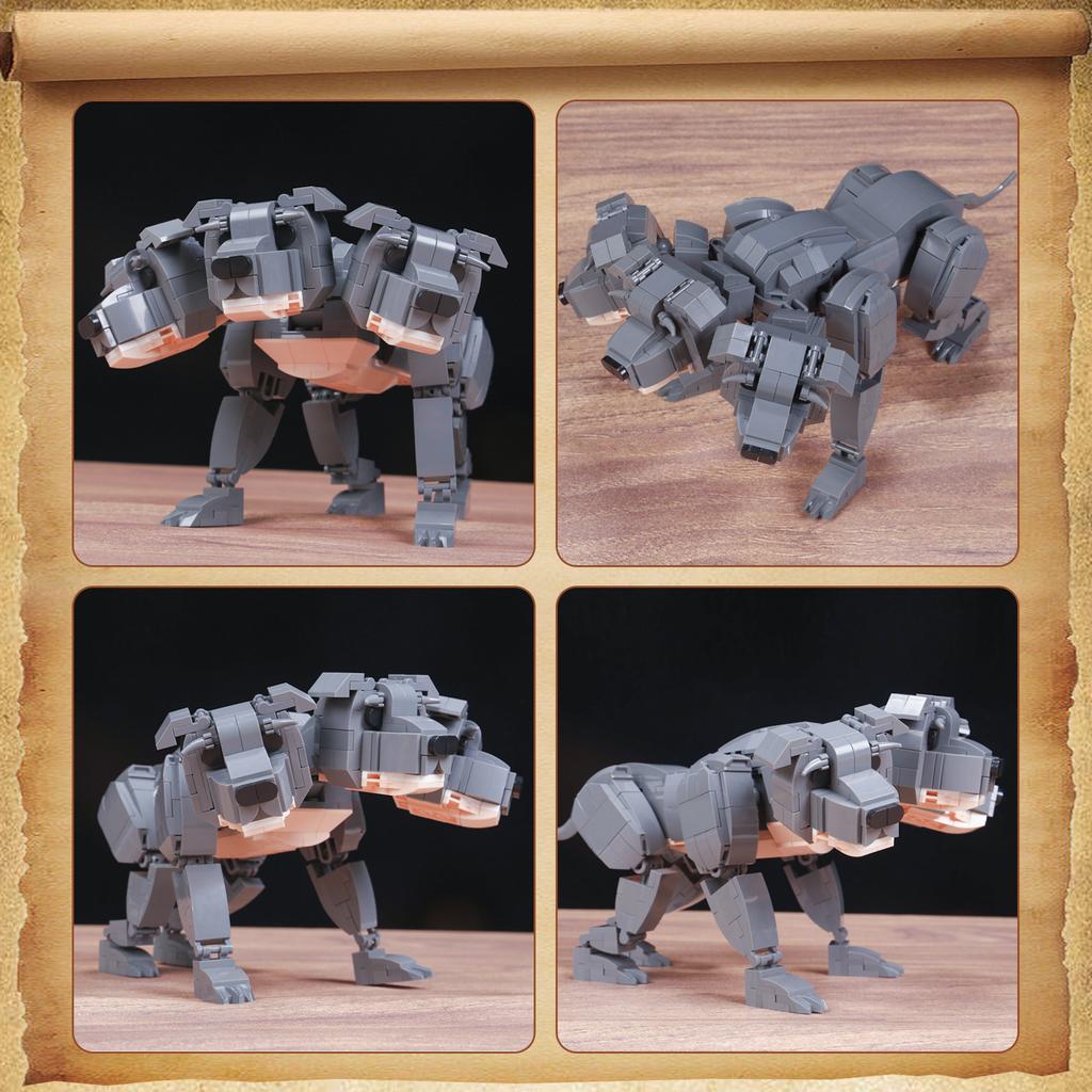 737PCS Creative The Three-Headed Dog Cerberus Fluffy Building Blocks Assemble Bricks Toys Gift For Children Kids