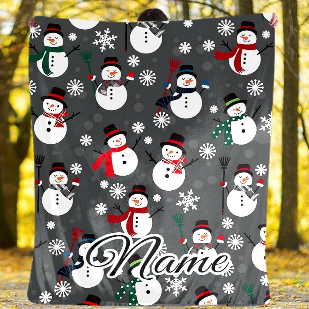 Snowman Winter Wonderland Design Artwork Outdoor Blanket Soft Universal For All Seasons Outdoor Campinghomepicnicoutdoor Travel Modern Style Mixed