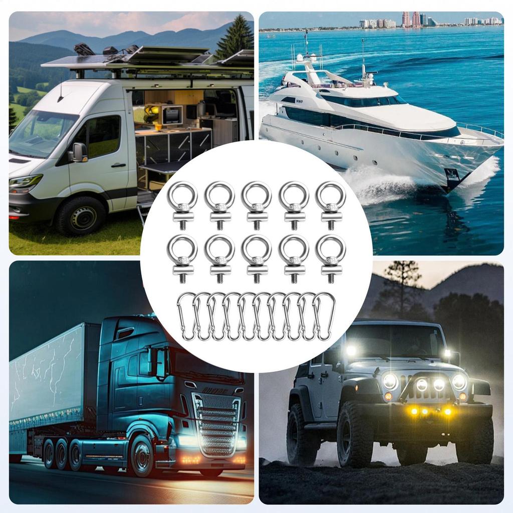 Kayak Track Eyelet Rail Eyelet Rail Mount Bolt Stainless Steel Secure Kayak Screws Outdoor Parts For Vehicles RV Canoe Tents