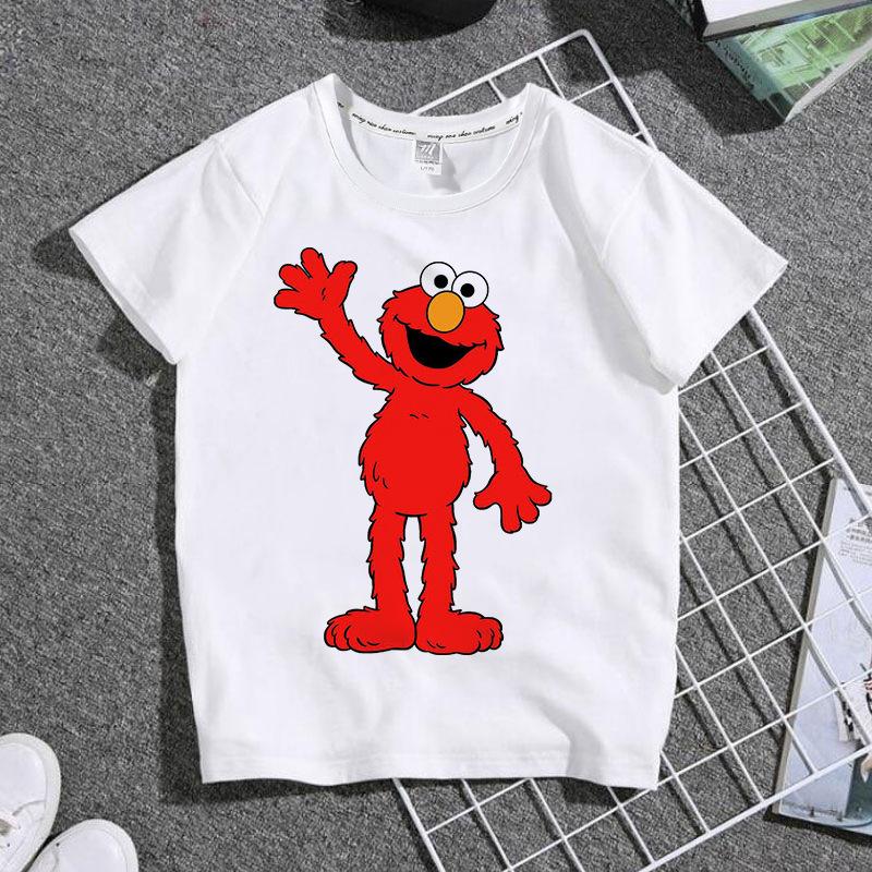 Summer Children's Boys' and Girls' T-shirt Street Popping Cartoon Cookie Monster Printed Children's