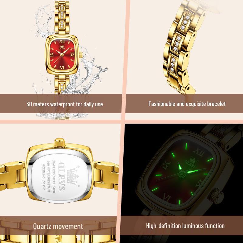 OLEVS Women's Exquisite Minimalist Square Dial Retro Quartz Bracelet Watch