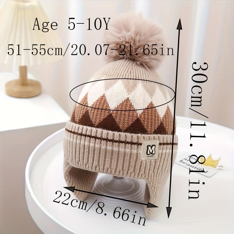 1 Winter Thickened Fleece-Lined Knit Hat for Kids, Unisex Warm Ear Protector, Suitable for Daily Wear, School, and Cycling,Thickened Winter Hat