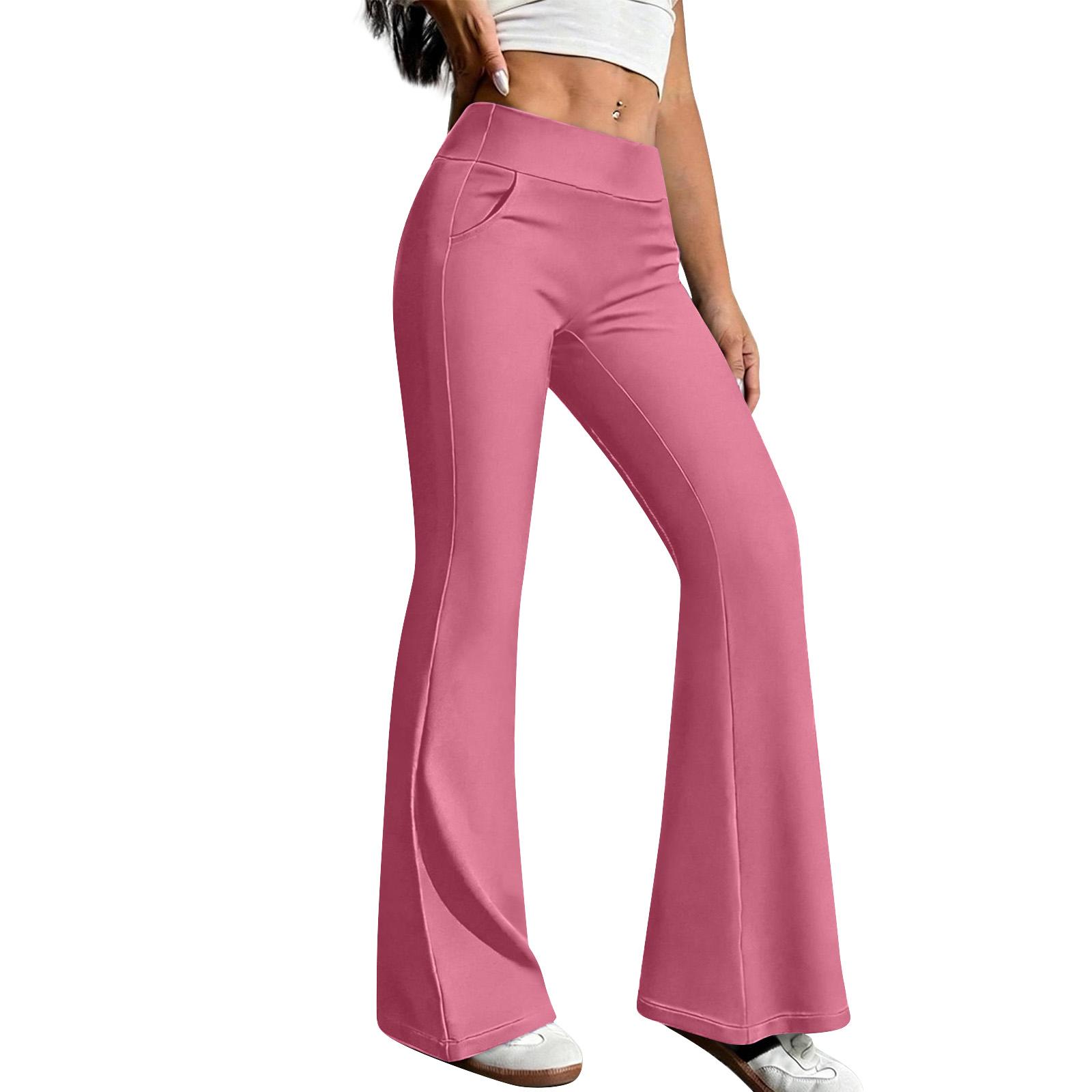 Women s Yoga Pants Casual Pants Slacks With Pockets High Waist L розовый