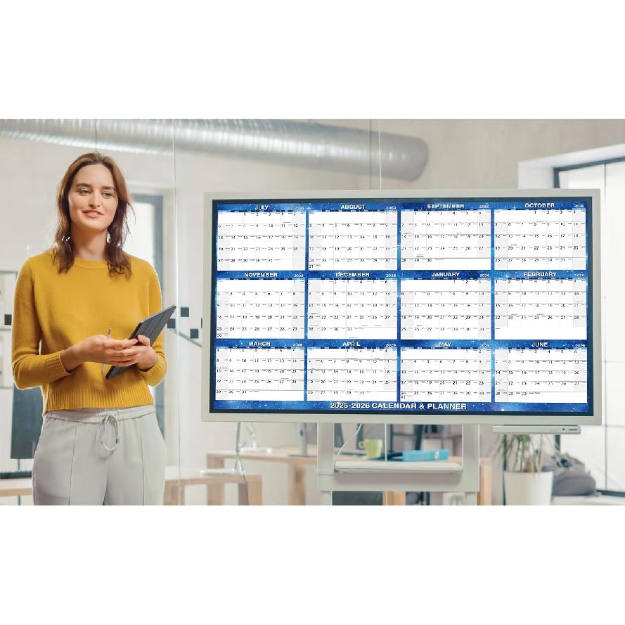 2025-2026 Wall Calendar- 32" X 48" Large Erasable Calendar Starry Sky, Wet & Dry Erase Large Laminated Annual Yearly Planner, 12 Month Wall Calendar