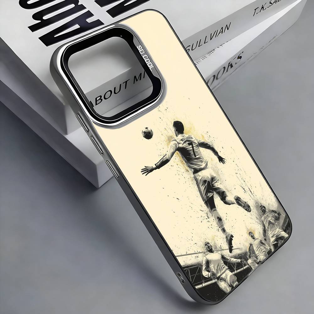 C-Cristiano R-Ronaldo Phone Case For iPhone 17, 16,15,14,13,12,11 Plus,Pro Max, Colorful Silver Funda Cover