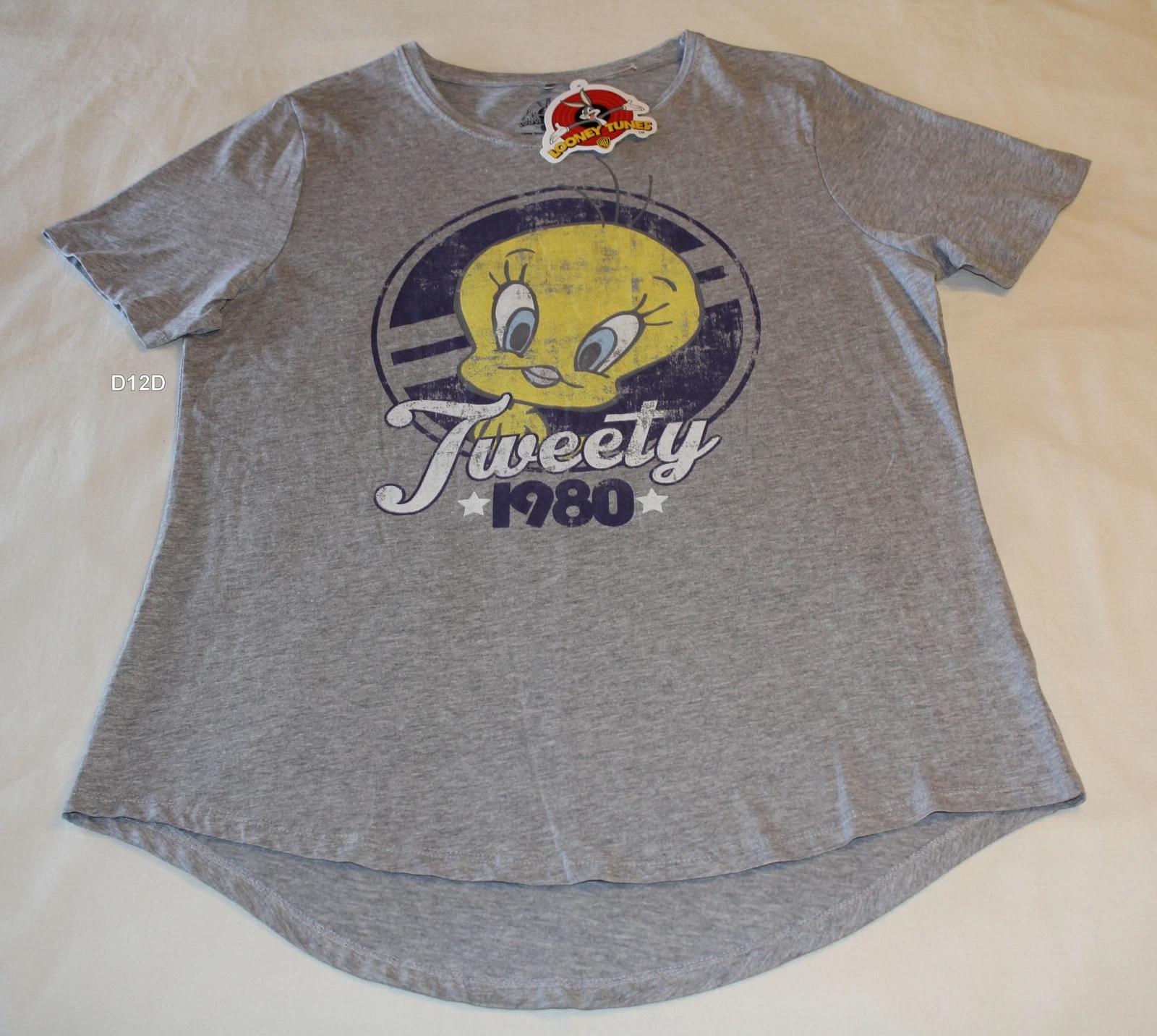 Looney Tunes Tweety 1980 Ladies Grey Printed Short Sleeve T Shirt Size 6 New S