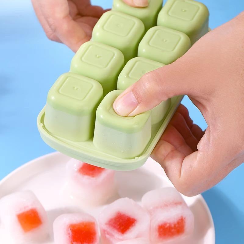 8Grid Silicone Press Ice Cube Trays Square Block Ice Cube Mold for Frozen Food Mini Ice Cream Pastry Box Molds Summer Gadgets1PC