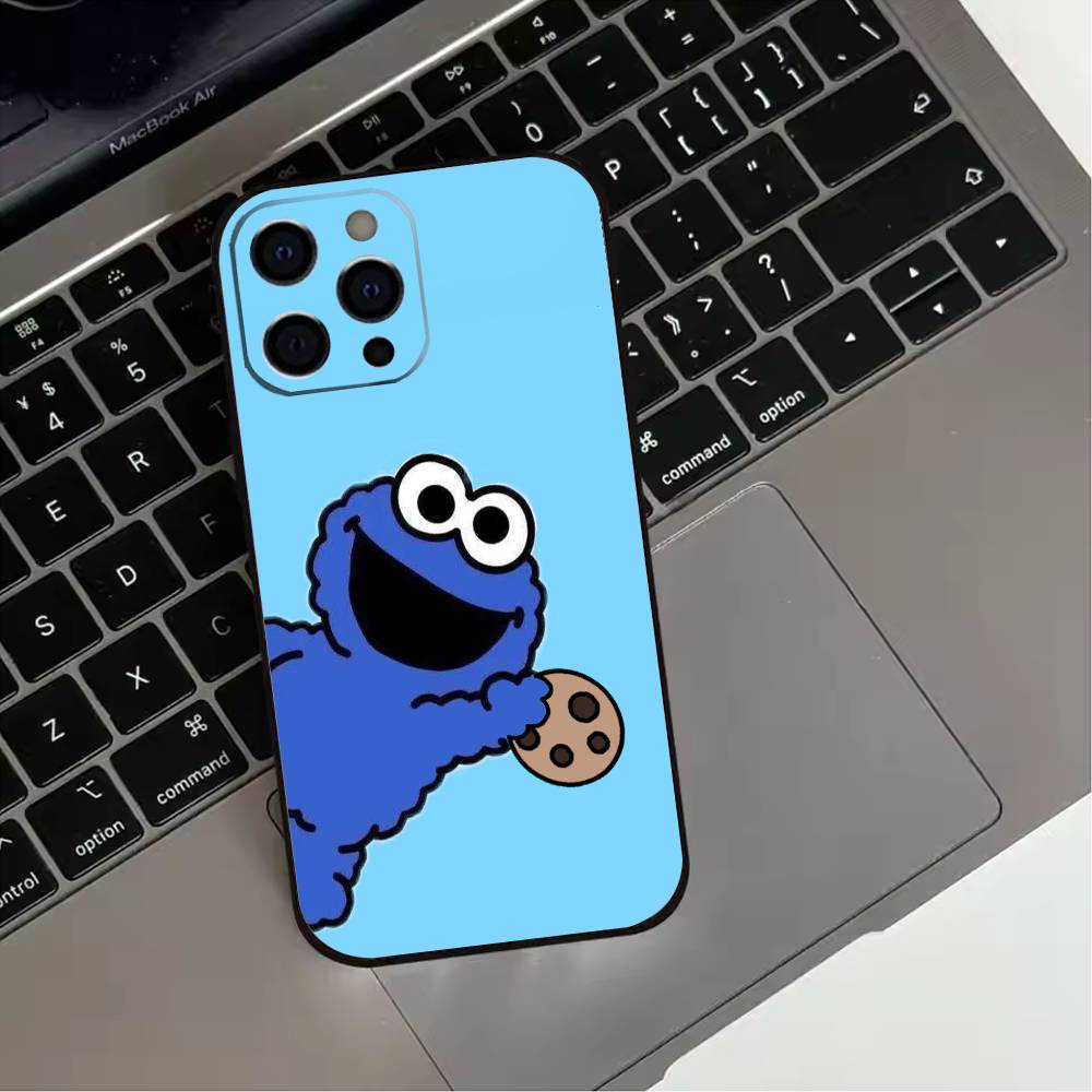 C-Cookie-Funny M-Monster Phone Case For iPhone 17,16,15,14,13,12,11 Plus,Pro Max,XS,Soft Silicone Black Cover