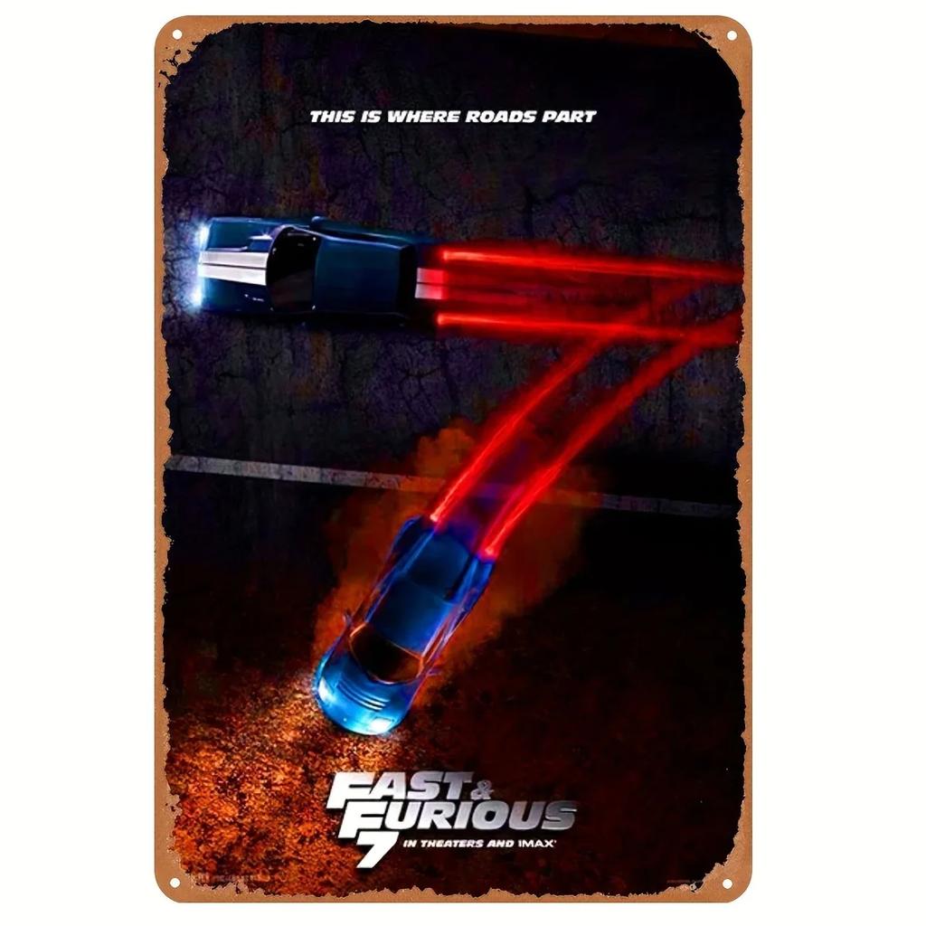 Nástěnné cedule Rychle a zběsile Vintage Regálový vůz Kovový plechový znak Plakátová deska Dekorace Bar Garáž Domácí dekorace Klasický plechový S