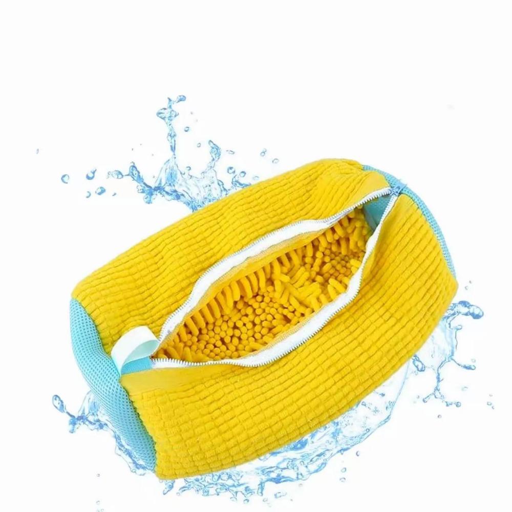 Durable Shoe Washing Machine Bag for All Shoe Types-Yellow with Blue Zipper,Ideal for Sneakers and Casual Shoes,Laundry Wash Bag