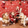 Santa Claus Figurine Small Resin Santa Sculpture with Gift Bag/Wish List for Mantle Bookshelf Tabletop New Year Party Decoration
