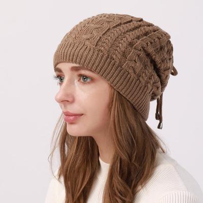 Damen Winter Plus Plüsch Baotou Mondmütze Gestrickte Wolle Wärme Kältebeständig Gehörschutz Flormütze