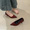 French temperament high heels sense 2025 spring and autumn new versatile thin heel shallow mouth pointed red single shoes women