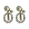 Korean Dual-Purpose Pearl Letter Earrings - Light Luxury Silver Needle with Crystal Accents
