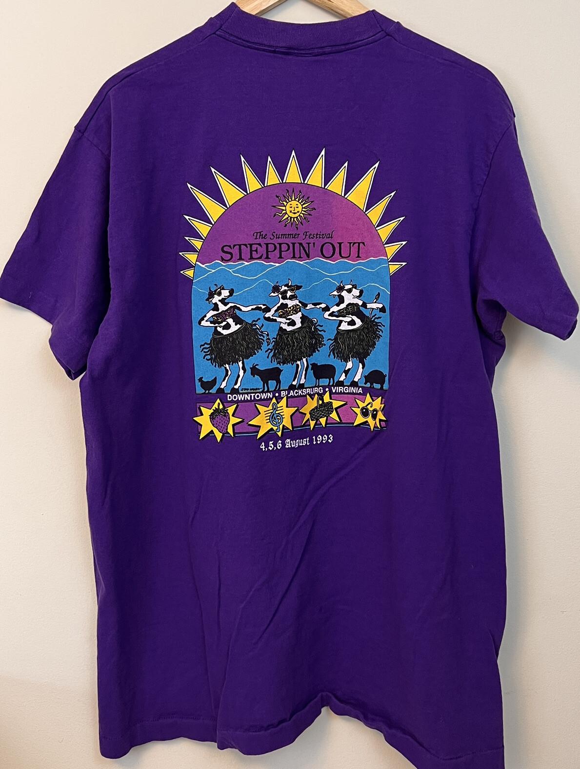 VTG 90s Steppin Out Blacksburg VA Festival T-Shirt 1993 Single Stitch Purple XL L