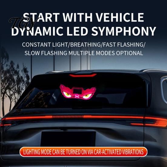 Wireless Warning Lamps Demon Eye Car Window Light with Suction Cup, Solar Rechargeable Devil Interior Atmosphere Lamp Lamp, LED Windshield for