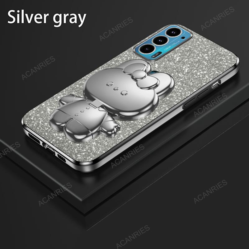 

Милый 3D Кролик Макияж Зеркало Подставка Покрытие Чехол Для Motorola Moto Edge 20 30 G9 G8 Power Play Plus Защитная Задняя Крышка На Edge20 Moto G60