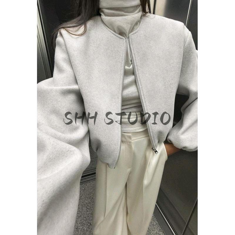 Spring New Women's Clothing Round Neck Long Sleeves Elastic Decorative Layer Soft Pilot Jacket Outwear 3046274