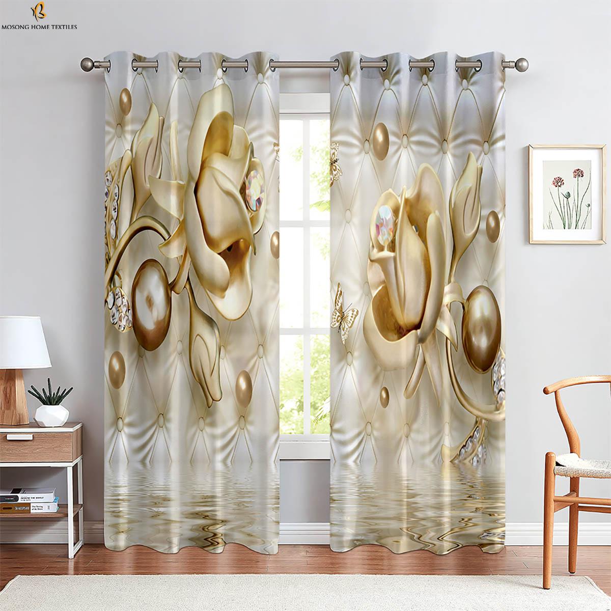 

Цветочные бабочки на воде 3D печать шторы сад спальня гостиная кухня декоративные шторы 2 шт W50xH130(CM)x2PCS&Rod pocket