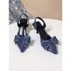 New Summer Rhinestone Bow High Heels - Women’s Pointed Toe Stiletto Dress Sandals