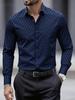 Stylish Men's Long-sleeve Patterned Dress Shirt, Versatile for Various Occasions.
