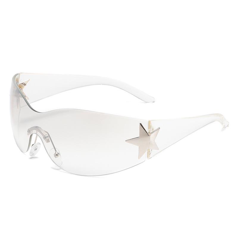 

Европейско-американские безободковые солнцезащитные очки-авиаторы в форме пентаграммы в стиле Y2K для женщин