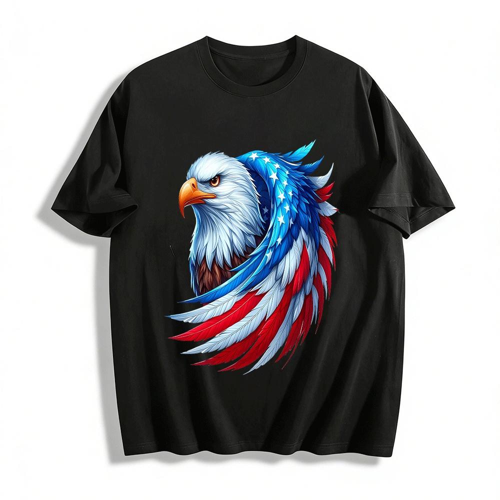 American Bald Eagle USA Flag Graphic Casual T-Shirt Pure cotton T-shirt XXS