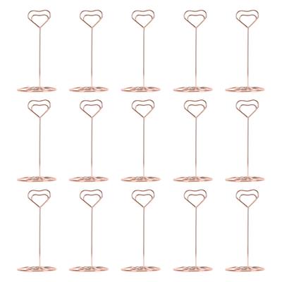 15Pcs Table Number Holder Iron Heart Shaped 12cm Photo Picture Holder for Centerpiece Wedding Party