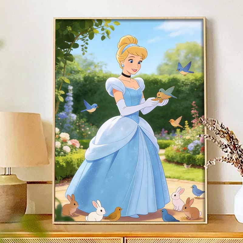 Disney Diamond Art Painting Kit 5D Cinderella Diamond Painting Dot Art Kit Home Wall Decor
