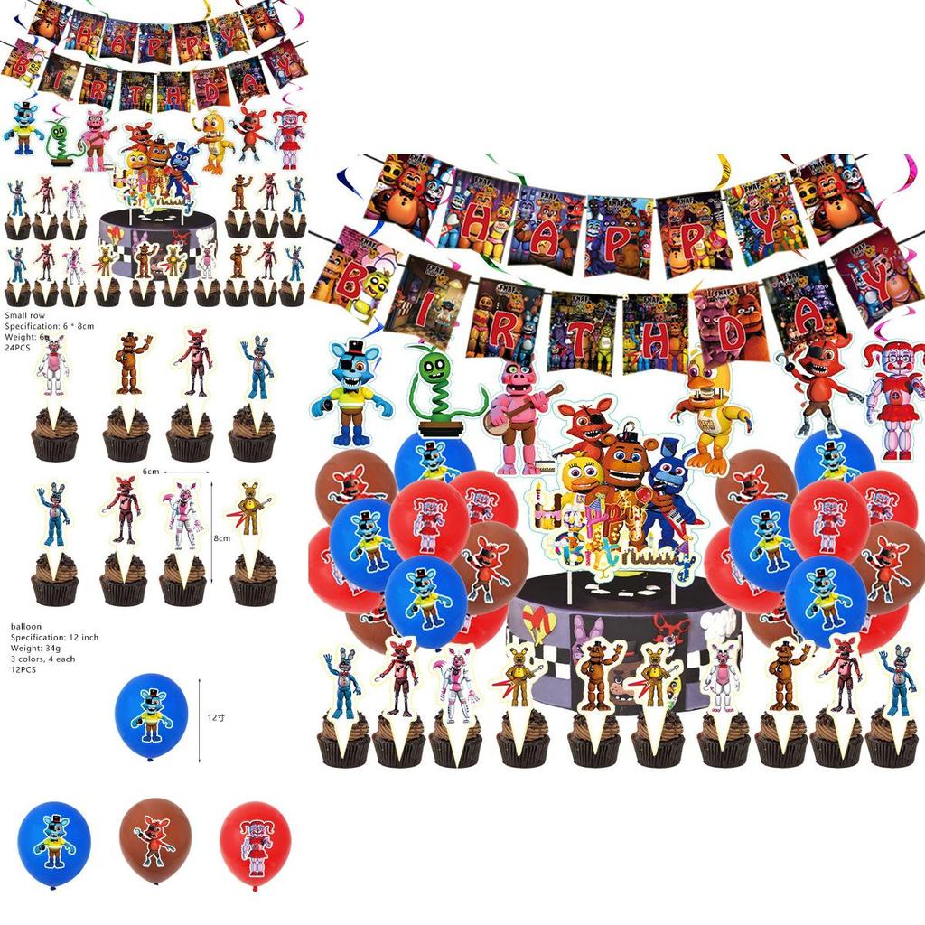 Lebendiger Five Nights At Freddy's Luftballon-Banner für eine verbesserte Geburtstagsatmosphäre