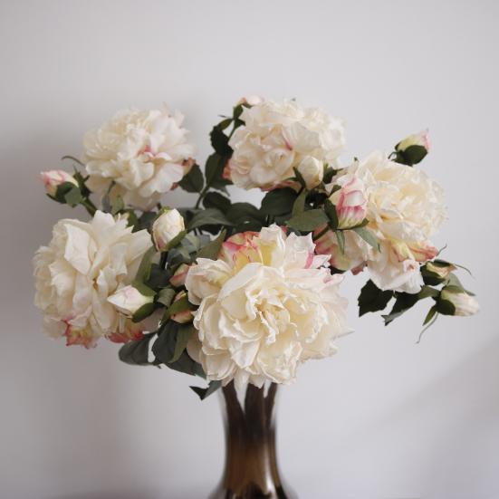 Artificial Flowers Bendable Stems Adjustable Luxury Peony Bouquet Realistic Silk Petals Home Decor for Living Room Dining Table Centerpiece