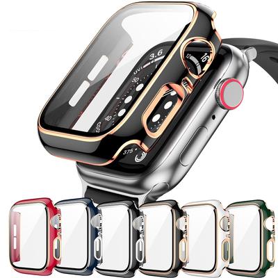 Vetro + Cover per Apple Watch Case 45mm 41mm 44mm 40mm Protezione per schermo a due colori Paraurti iWatch Series 8 7 6 SE 5 4 3 42mm 38mm