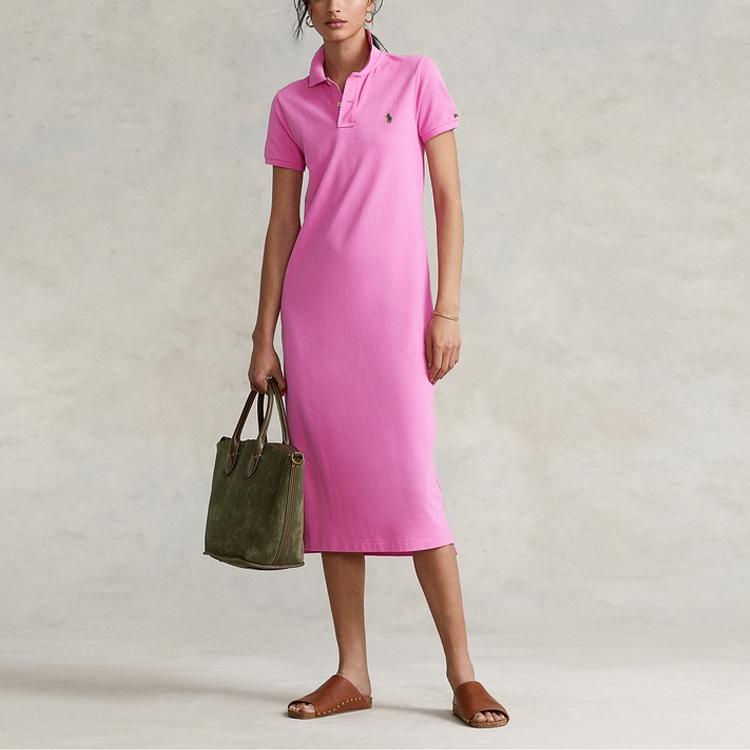 Polo Ralph Lauren Polo Mesh Polo Midi Dress Women Dresses Pink WMPODRSNFA20228-650