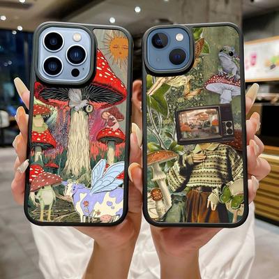 Cartoon Mushroom Collage Art For iPhone 17 16 Pro Max Air 13 12 Mini 14 15 Plus 11 PC+TPU Back Cover