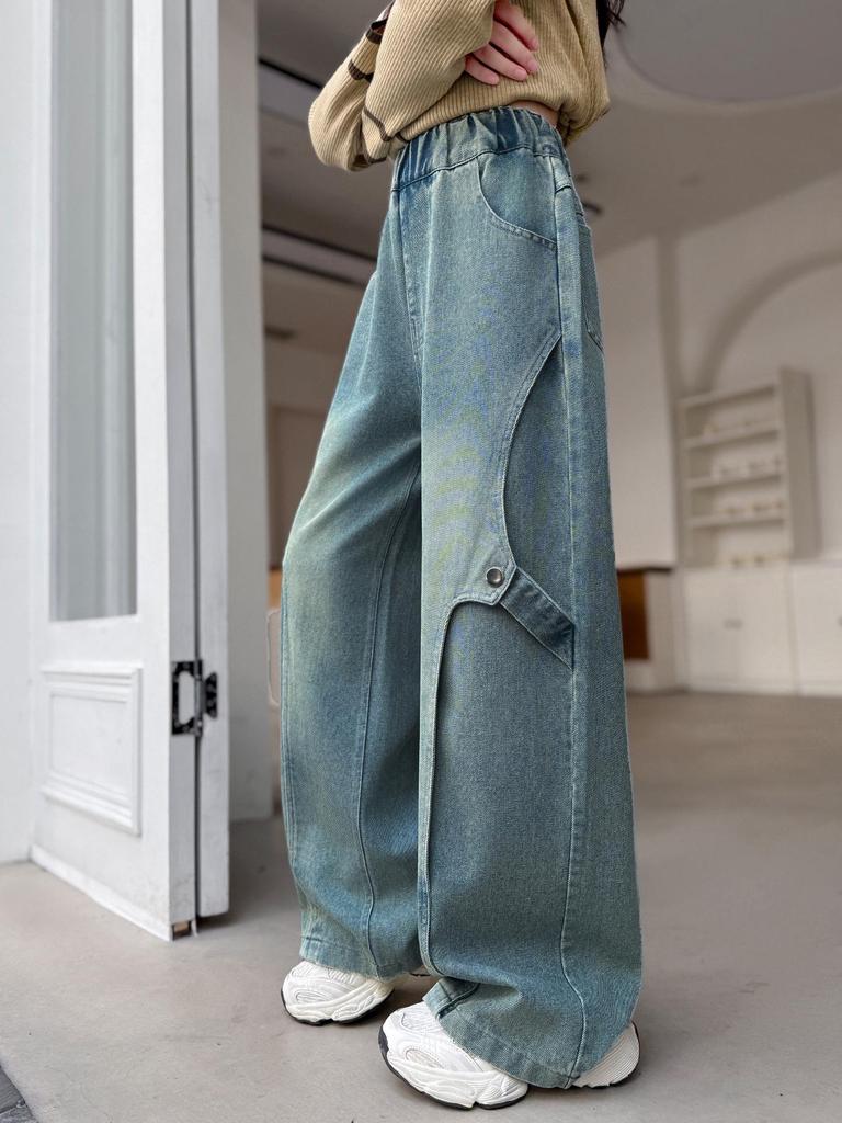 Herbst 2025 Mädchen Koreanischer Stil Webbing Jeans