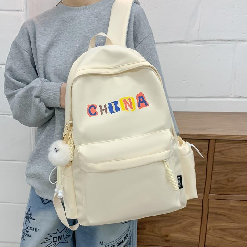 Junior High School Student Schoolbag Letter Print Women's Lightweight Backpack