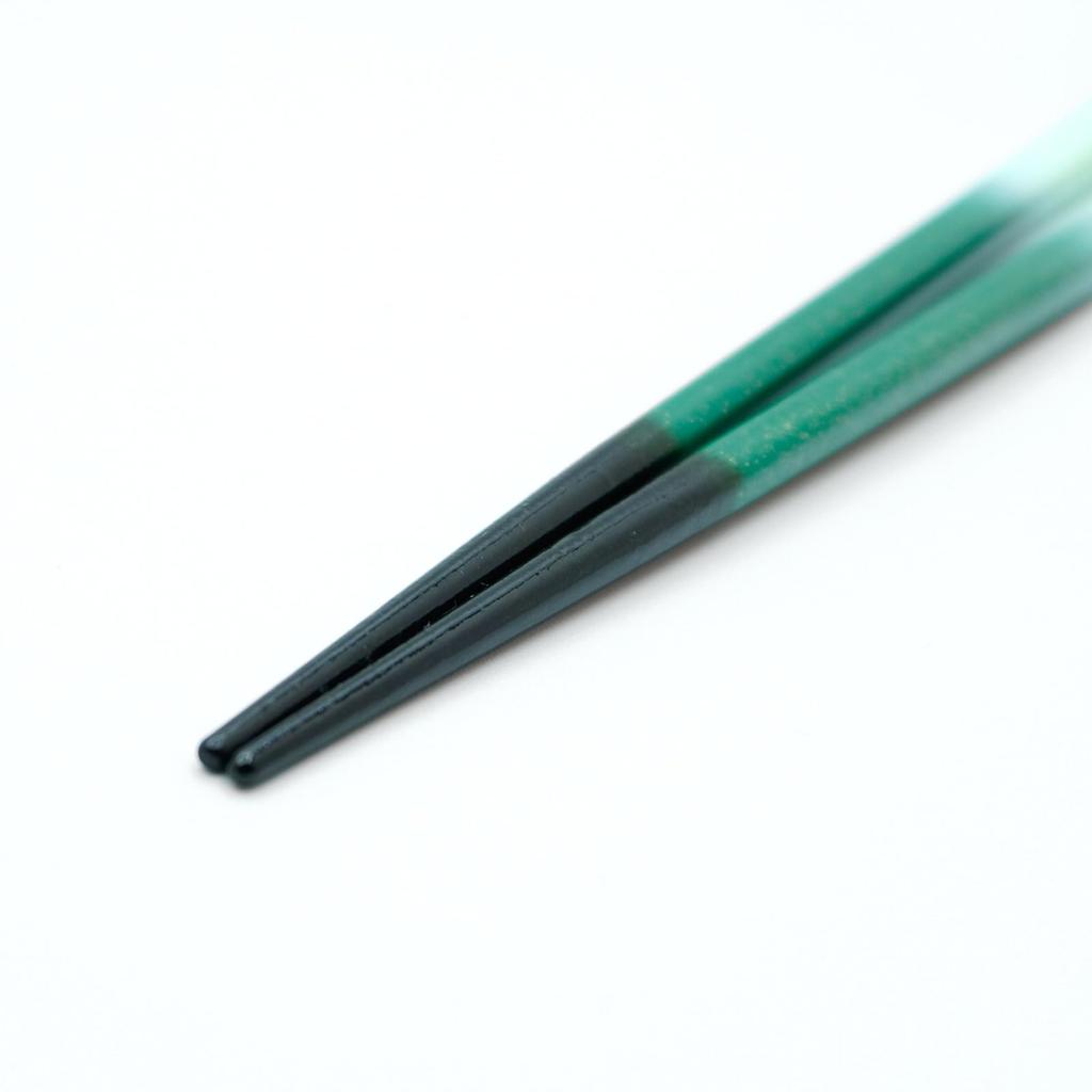 Hyozaemon Wakasa Lacquer Chopsticks with Sparkling Made in Fukui Flowers, Obama, Prefecture, Green, 23.5cm