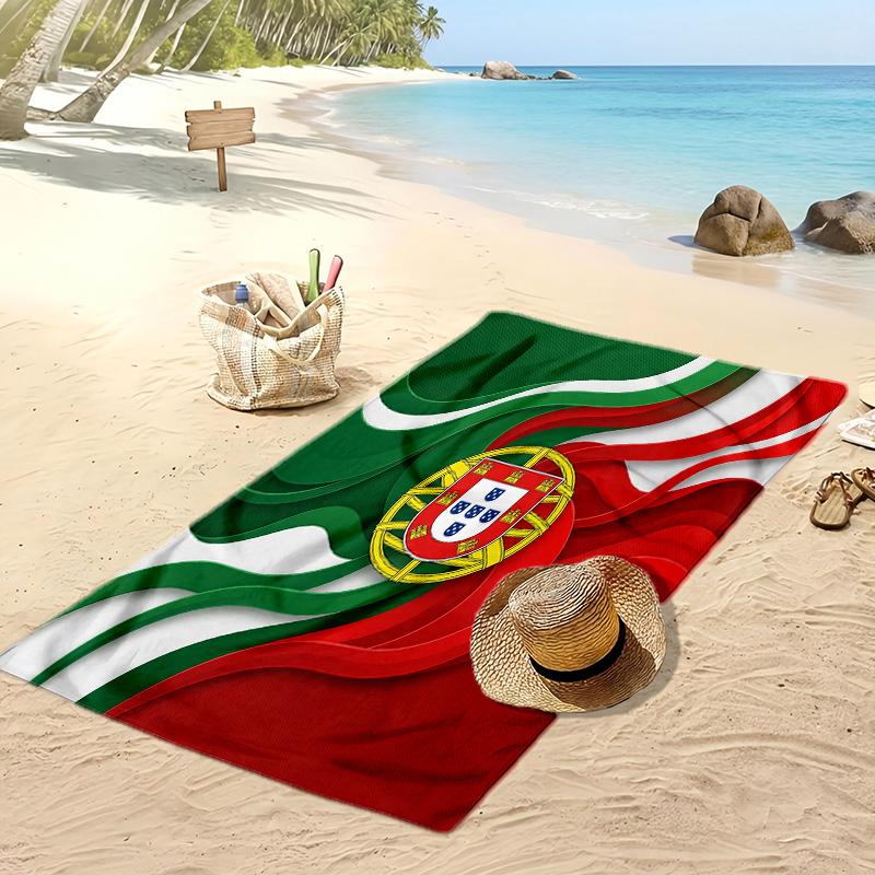 Portugal Fußball Print Strandtuch Schnelltrocknend Super Saugfähig Weiches Badetuch für Schwimmen Strand Reisen Fan Souvenir Geschenk