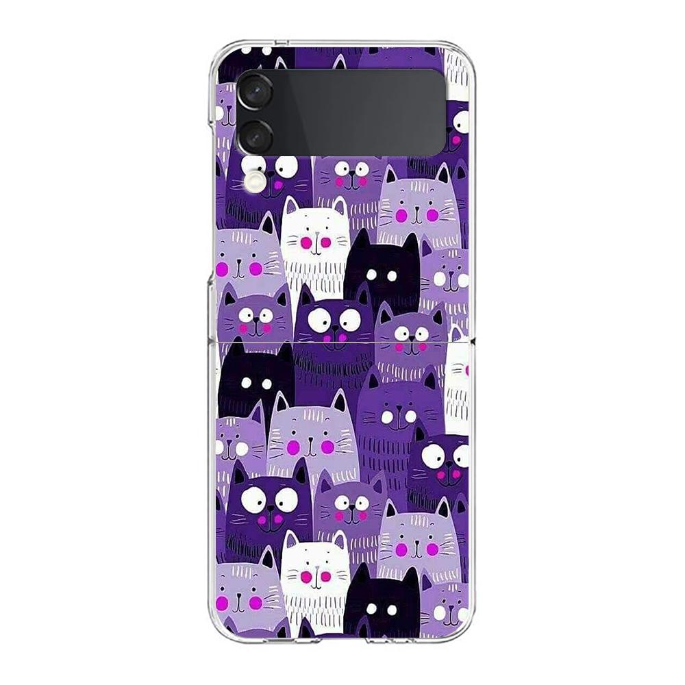 

Модный милый чехол-бампер с кошкой для Samsung Galaxy Z Flip 3 4 5, жесткий складной ПК-корпус для Samsung Z Flip3, прозрачная крышка Galaxy Z Flip 4