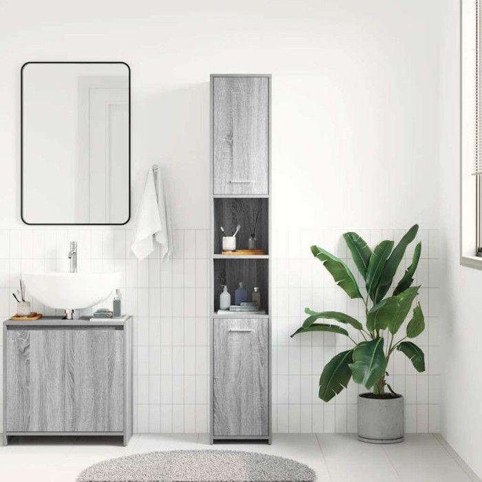 VidaXL Armoire de bain Sonoma gris 30x30x183,5 cm Bois d'ingénierie 815520