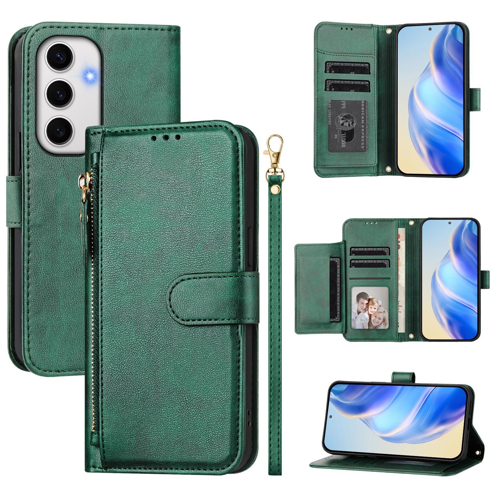 

For Samsung Galaxy S24 FE Case Zipper Pocket Multiple Card Slots Leather Phone Cover C