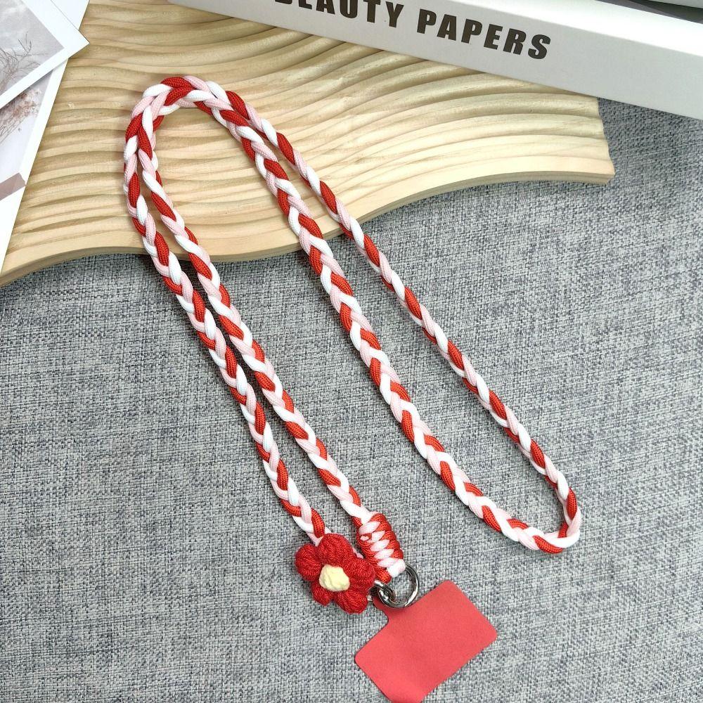 120cm Phone Holder Strap Flower Braided Hanging Rope Ins Mobile Phone Lanyard  Women