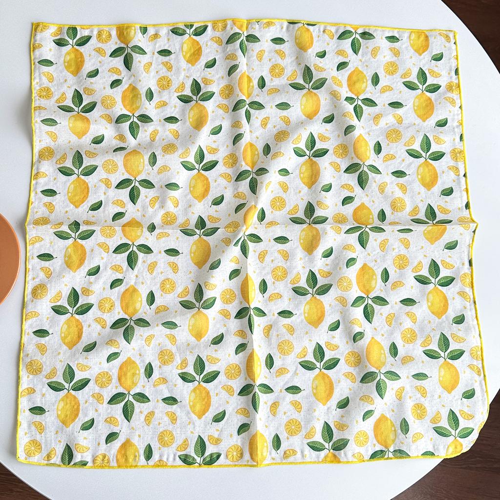 1 Piece 53X53Cm Fresh Lemon Printed Square Scarf Turban European And American Versatile Scarf Suitable For Daily Use