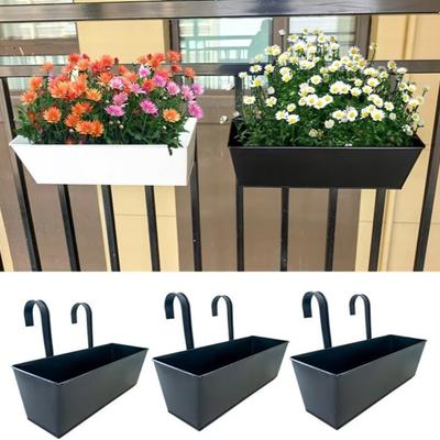 Rustproof Outdoor Plants Planter Iron Wall Mount Window Box Durable Hanging Flower Pots
